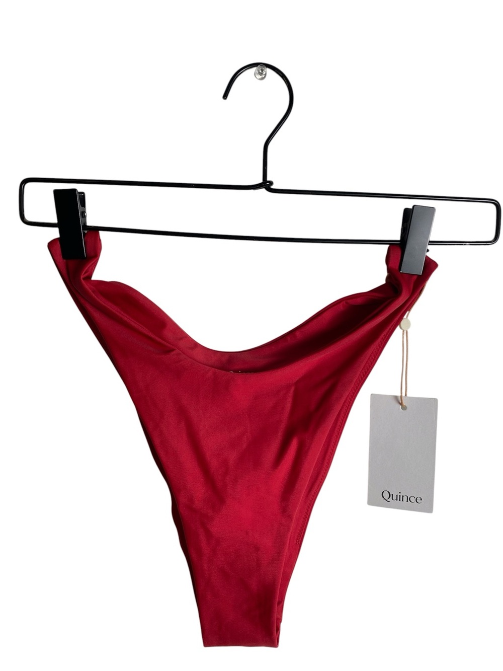 Quince Red High Cut V Front Cheeky Bikini Bottom